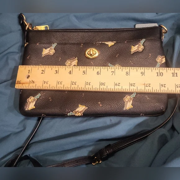 Coach Polly Leather Crossbody Black Original Owls Print NWOT Turnlock - Picture 6 of 11
